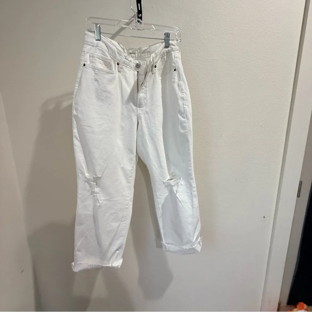 Old Navy Jeans‎ Womens Size 12 White OG Straight High Rise Denim Strech Pockets